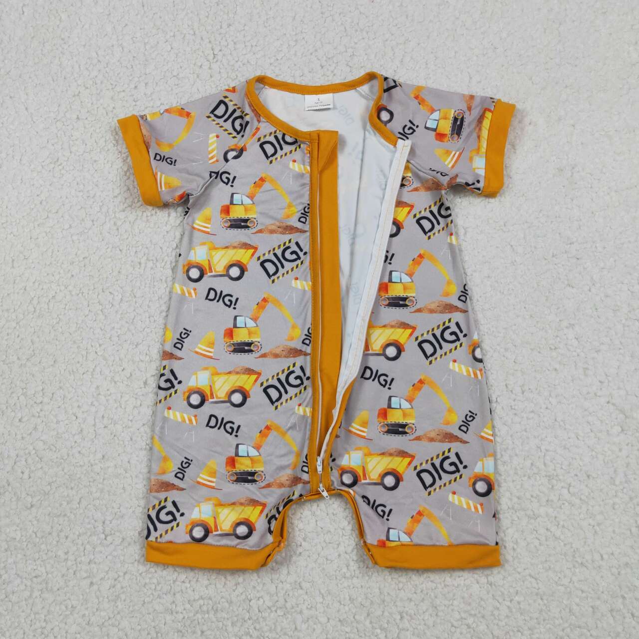 baby boy short sleeve construction romper