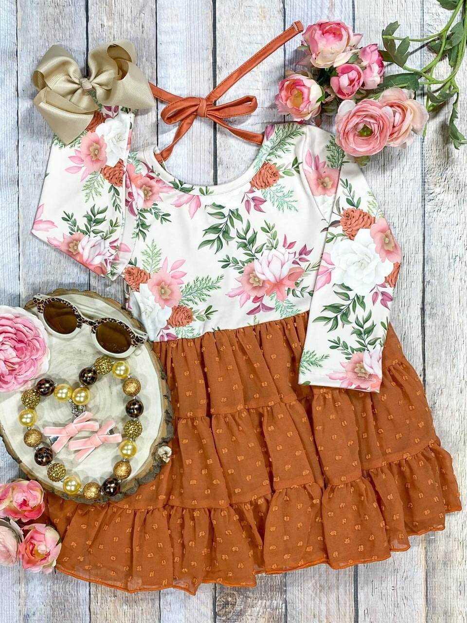 flower girls long sleeve tulle dress