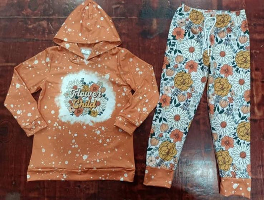 baby girls flower child hoodie set