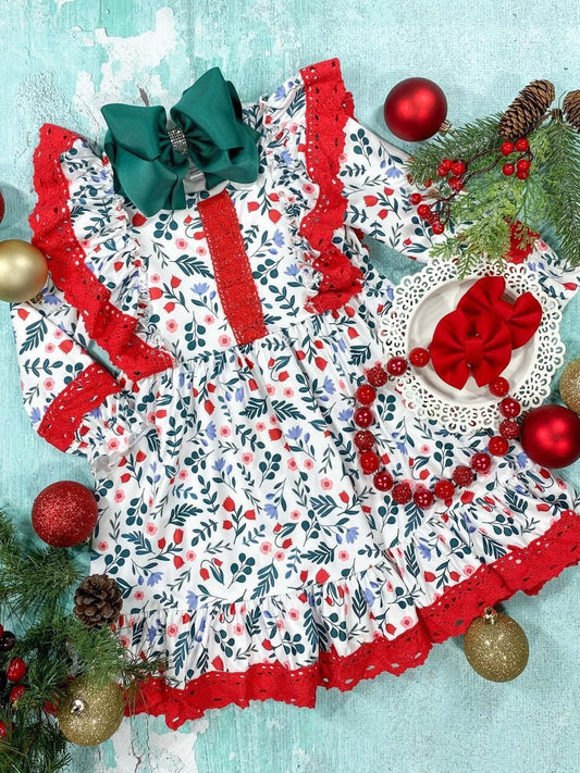 baby girls christmas lace ruffle dress