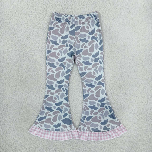 Light grey camo girls bell bottom pants