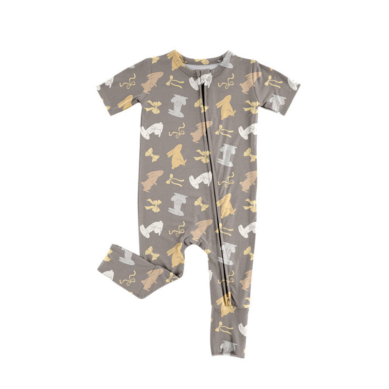 Easter bunny design kids short sleeve boutique romper