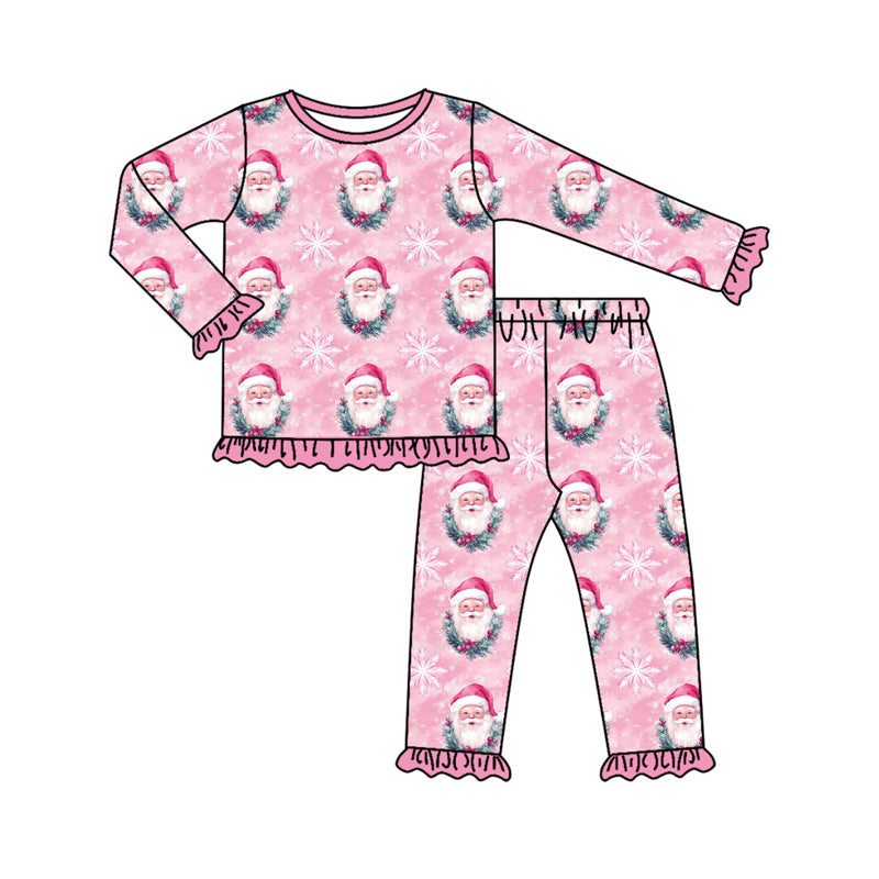 Kids girls Christmas santa long sleeve outfit