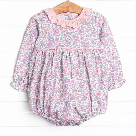 Toddle kids lavender floral long sleeve romper