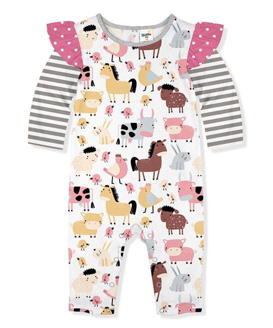 baby  long sleeve spring fall farm animal romper