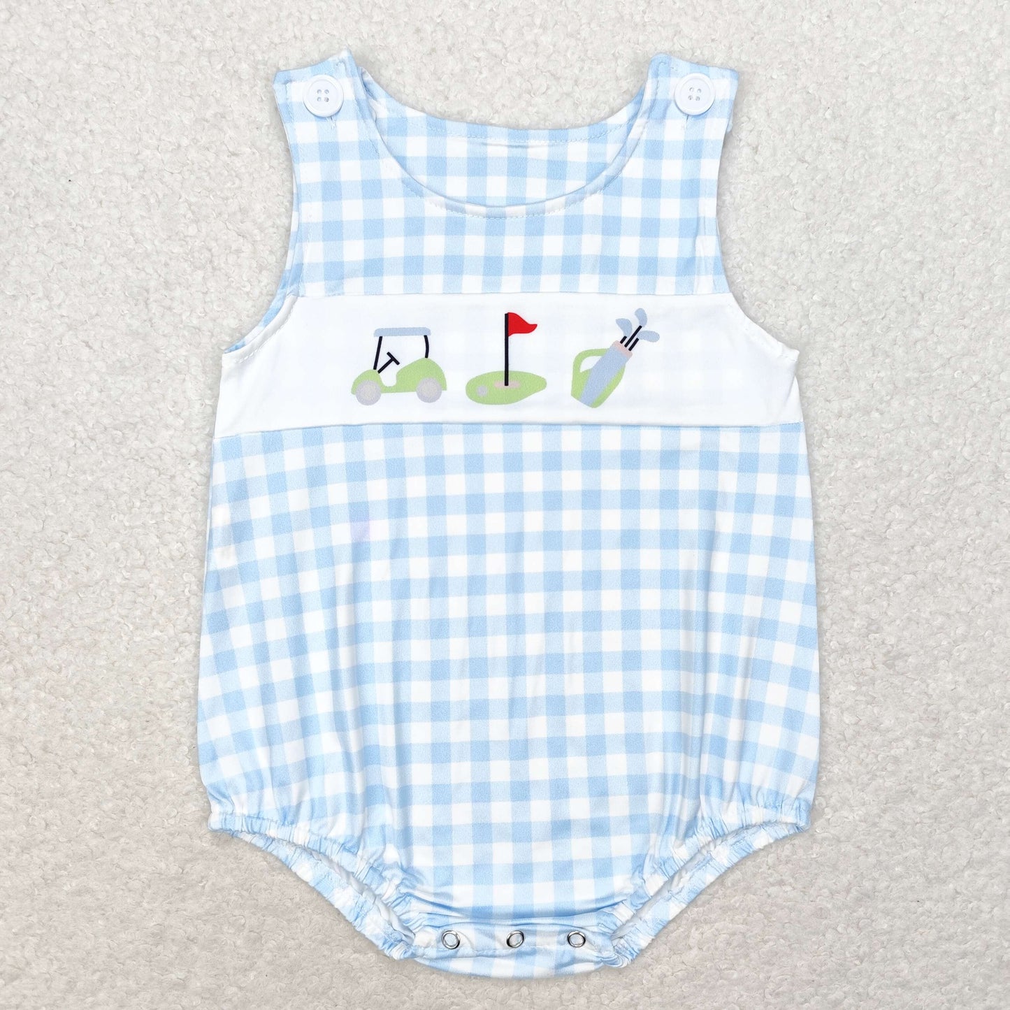 sister brother golf shirt blue gingham matching shorts outfit