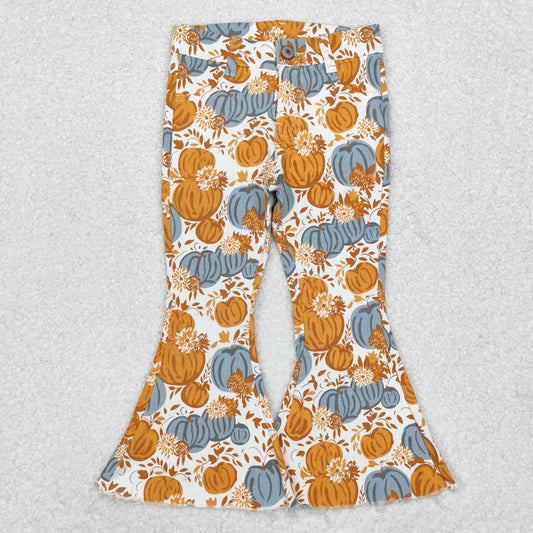 toddle baby girls floral pumpkin jeans bell bottoms