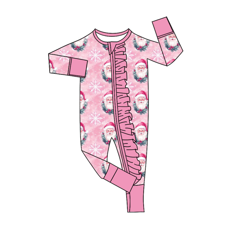 toddle baby Christmas santa print long sleeve zip romper