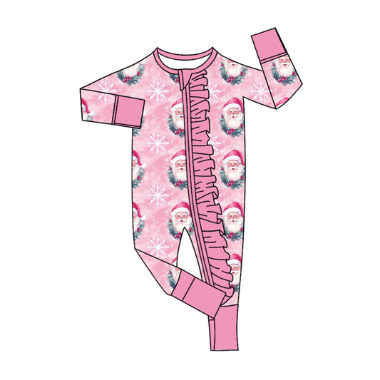 toddle baby Christmas santa print long sleeve zip romper