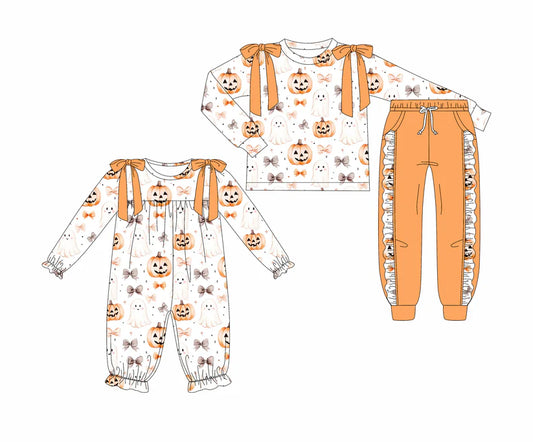 Halloween pumpkin ghost design baby long sleeve matching clothes whoesale price