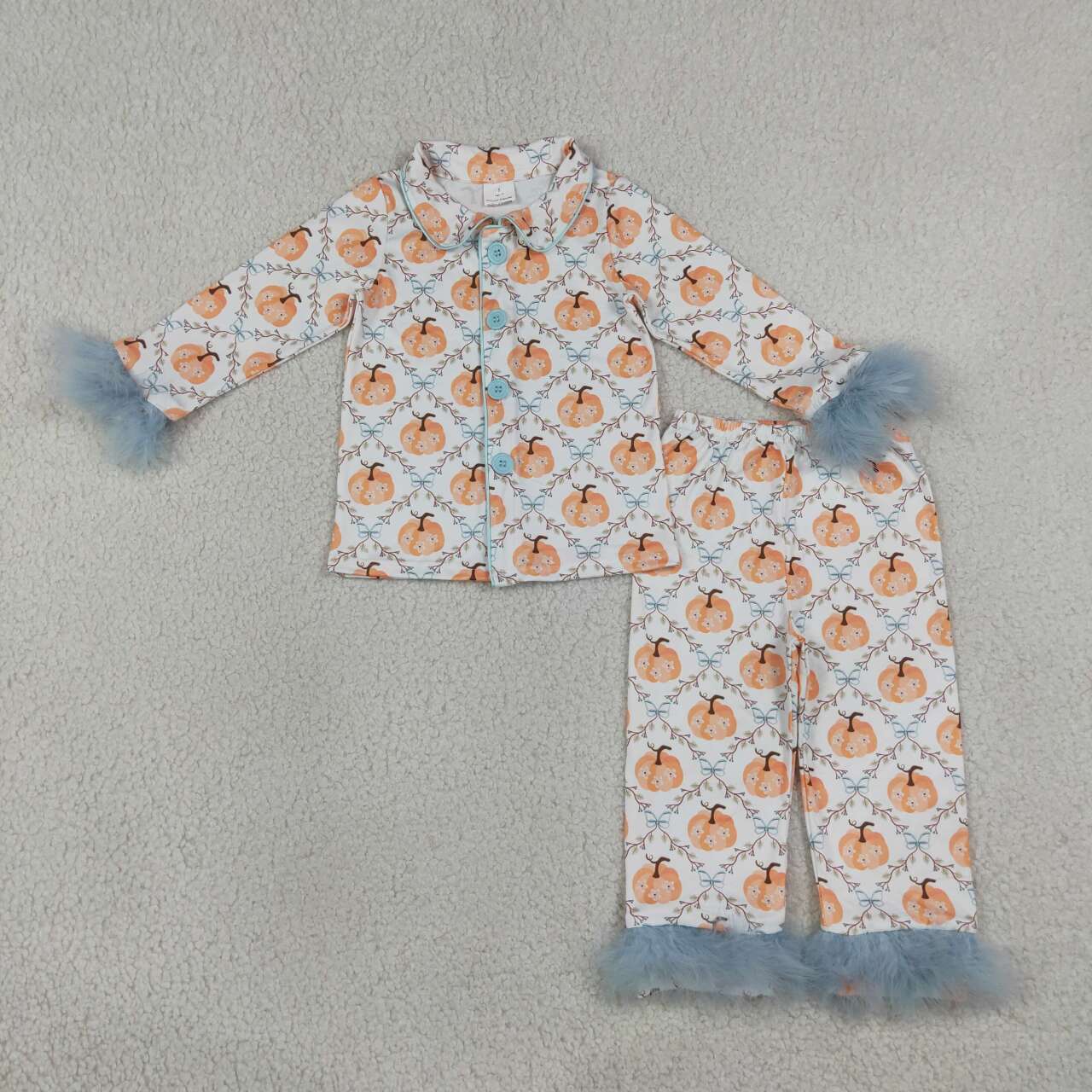 Fall Pumpkin print girls long sleeve pajama set