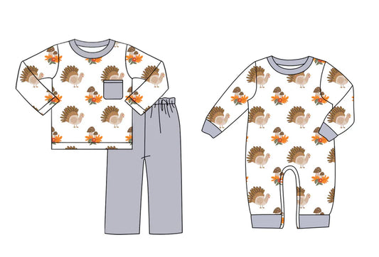 Thanksgiving turkey baby long sleeve matching clothes whoesale price