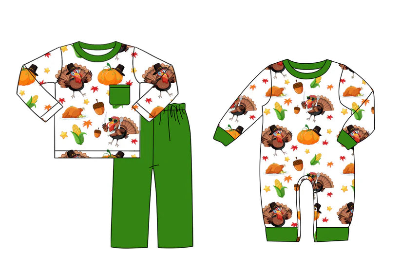 Thanksgiving turkey baby long sleeve matching clothes whoesale price