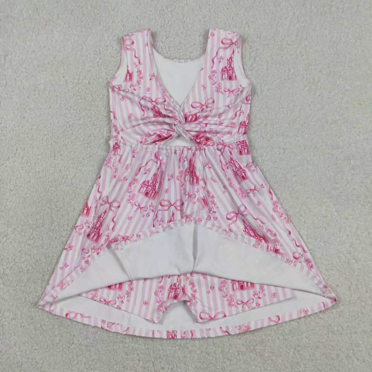Pink castle tank top matching skorts girls summer active yoga outfit