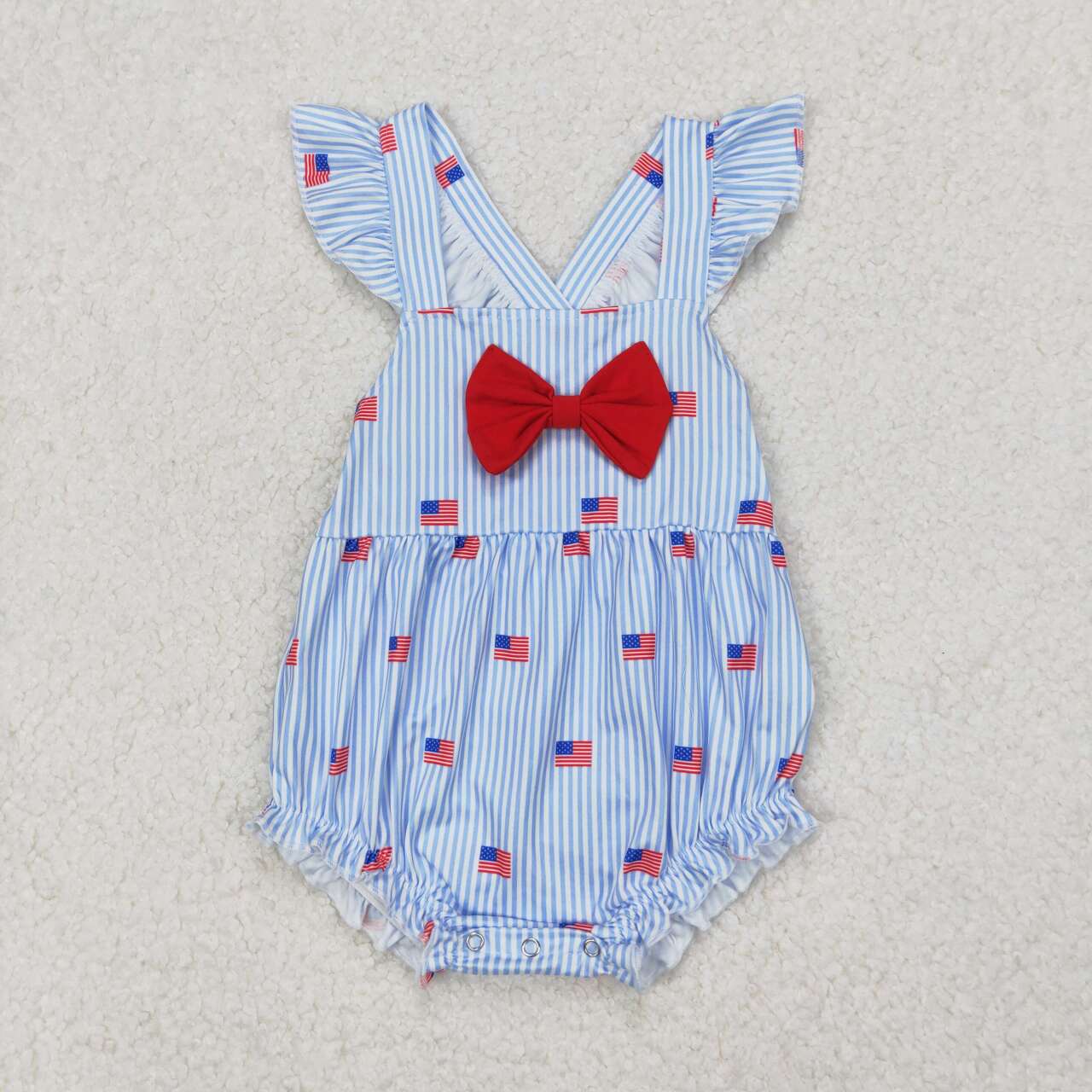 America flag  baby  girls July 4th romper