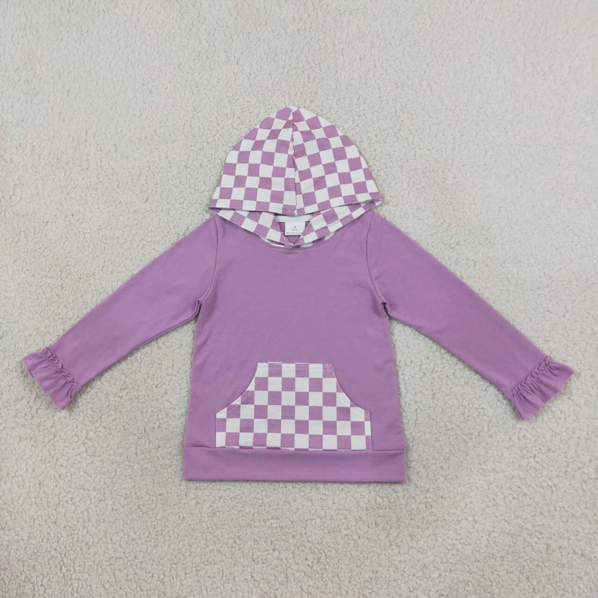 Lavender color girls long sleeve hoodie top