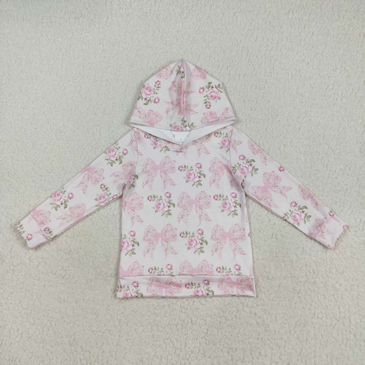 Baby Girl Pink Bow Floral hoodie Top