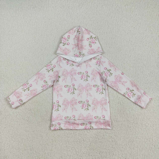 Baby Girl Pink Bow Floral hoodie Top