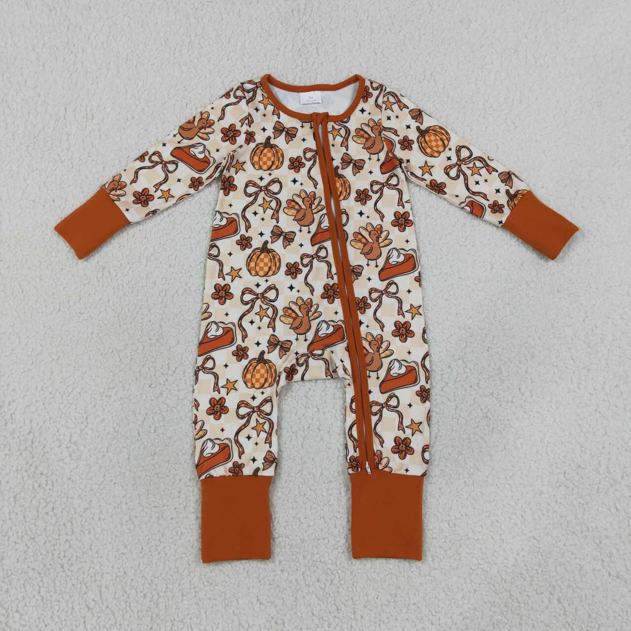 Toddle baby boy long sleeve thanksgiving turkey design romper