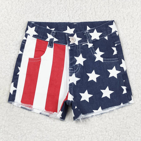 red stripes blue star july 4th jeans shorts