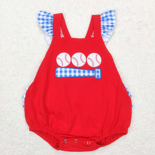 toddle girls embroidery baseball game day romper