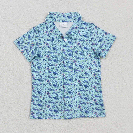 Baby boy short sleeve fishing design button t-shirt