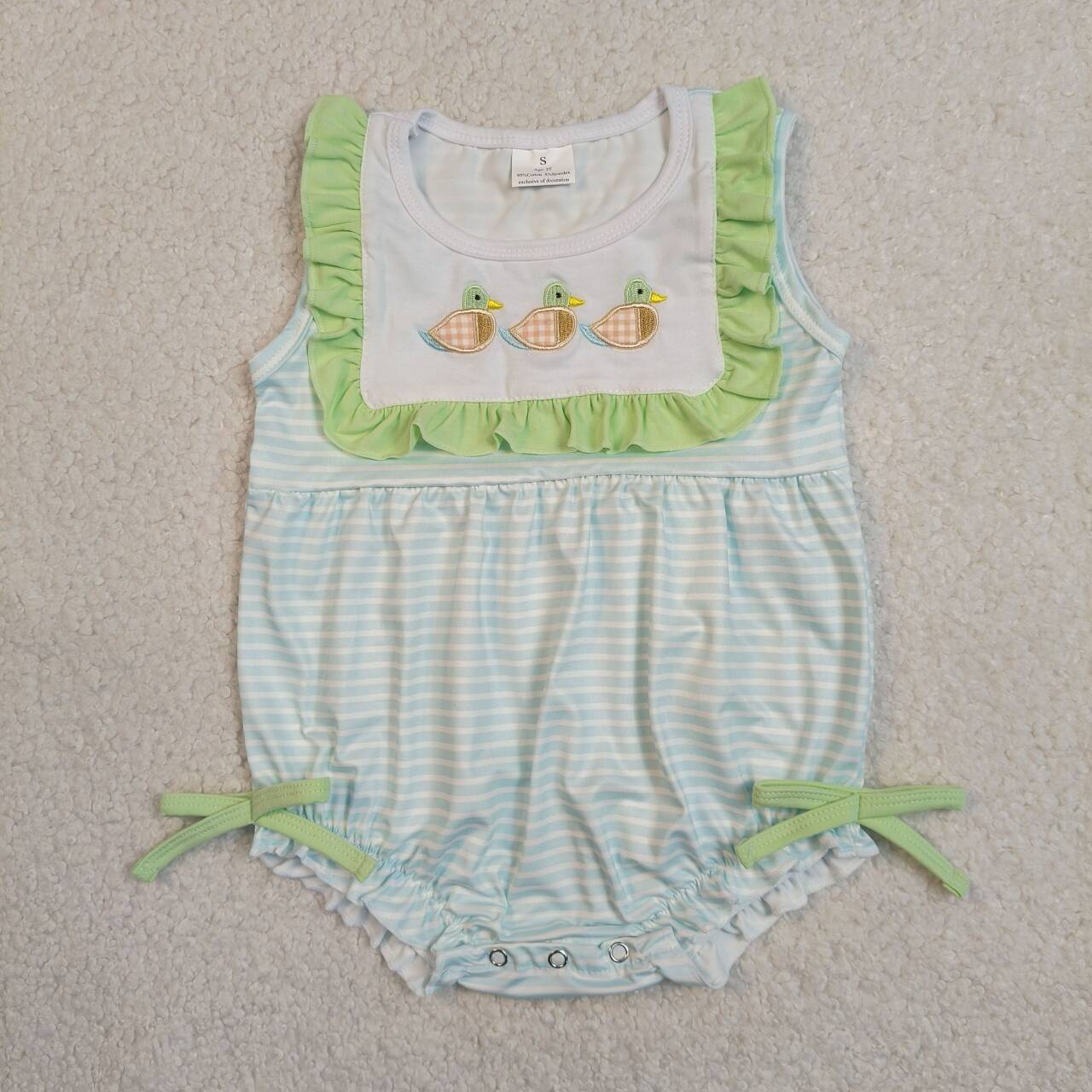 Toddle girl short sleeve embroidery mallard duck romper