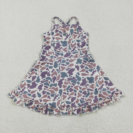 Baby girls brown green camo active wear athletic summer yoga skirt dress