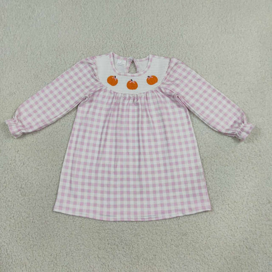 Girls embroidery design fall pumpkin dress