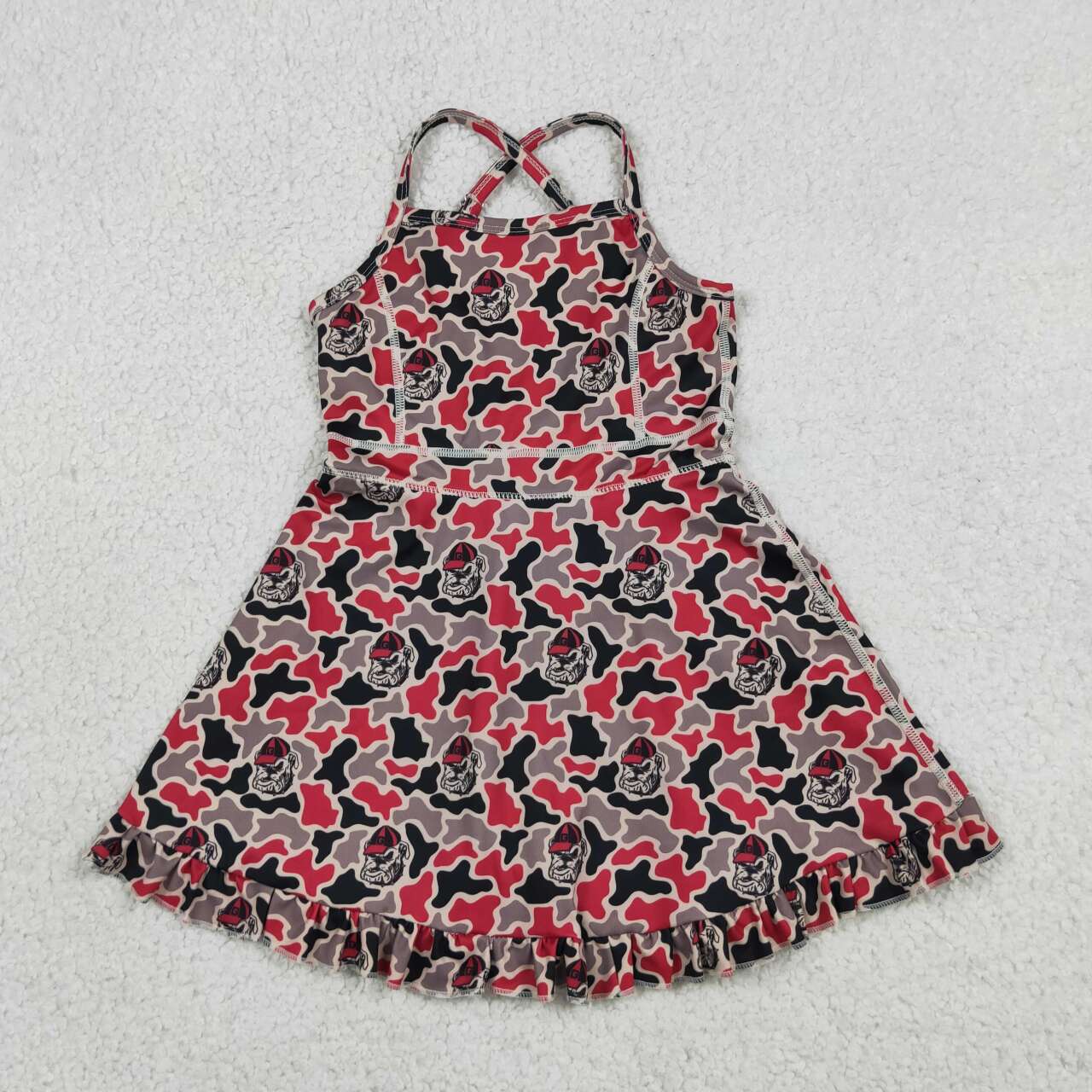 Bulldog Team camo design girls summer active yoga dress