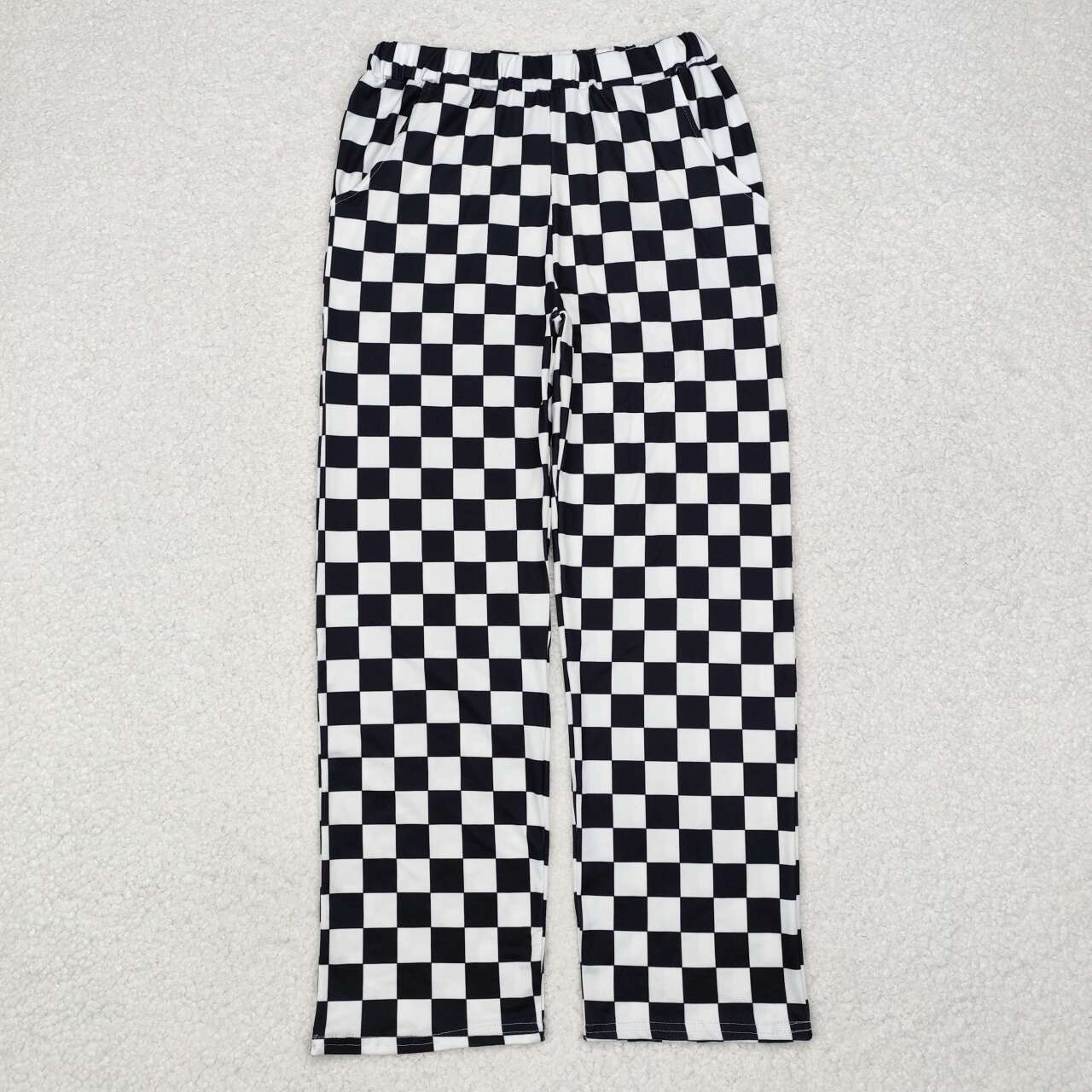 Adult women black checkered pants