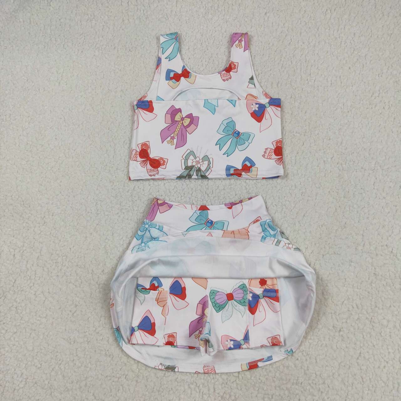 Baby girls colorful bow active wear athletic summer yoga shorts outfit