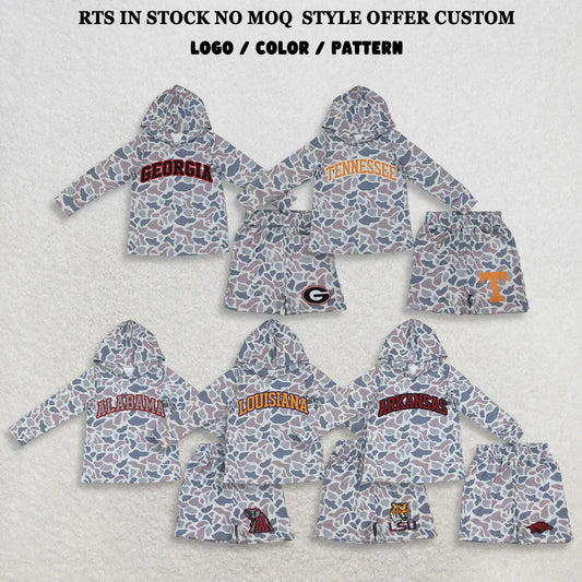 Boys long sleeve tenne camo hoodie top matching shorts outfit