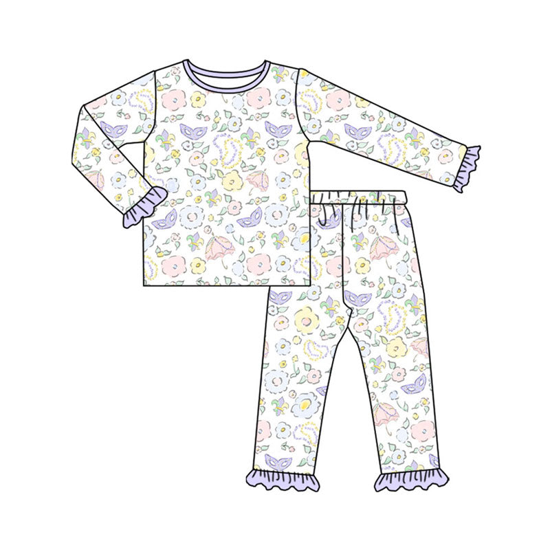 Floral design kids pajama set wholesal factory price