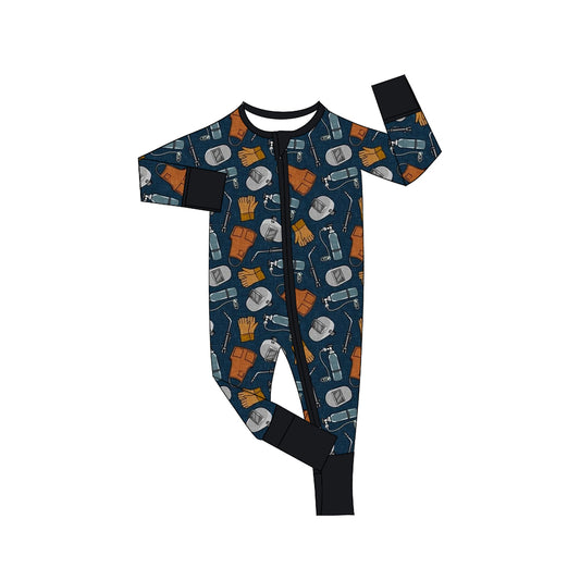 baby long sleeve welder  zip romper