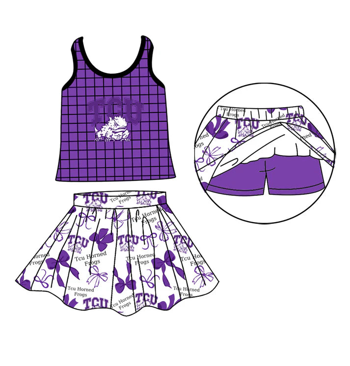 Custom team top matching skorts girl summer outfit