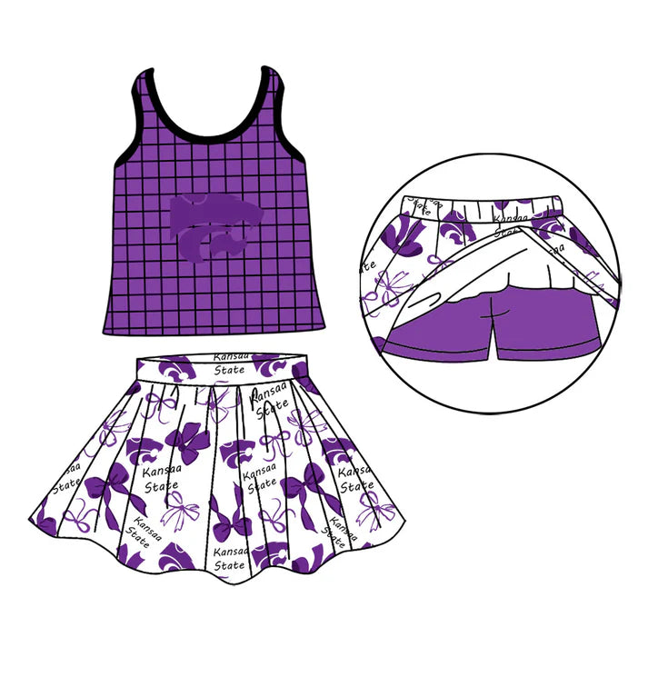 Custom team top matching skorts girl summer outfit