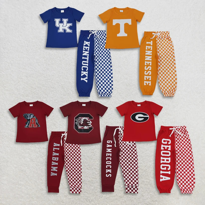 Auburn print short sleeve top matching pants boy outfit