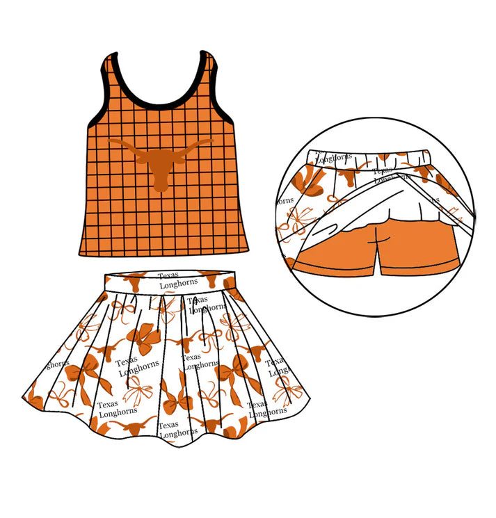 Custom team top matching skorts girl summer outfit