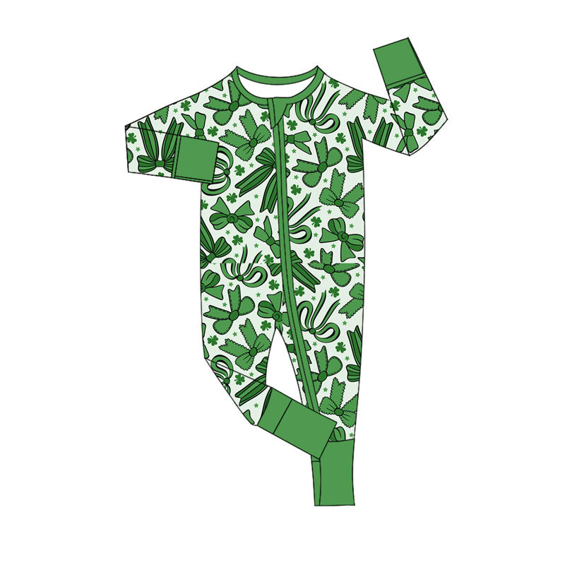 toddle baby Saint Patrick's Day long sleeve zip romper wholesale factory price