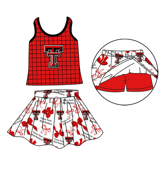 Custom team top matching skorts girl summer outfit