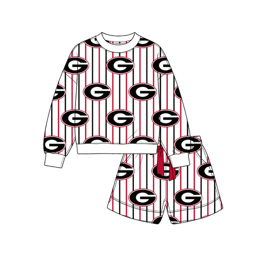 Custom georgia team top matching shorts girl summer outfit wholesale factory price