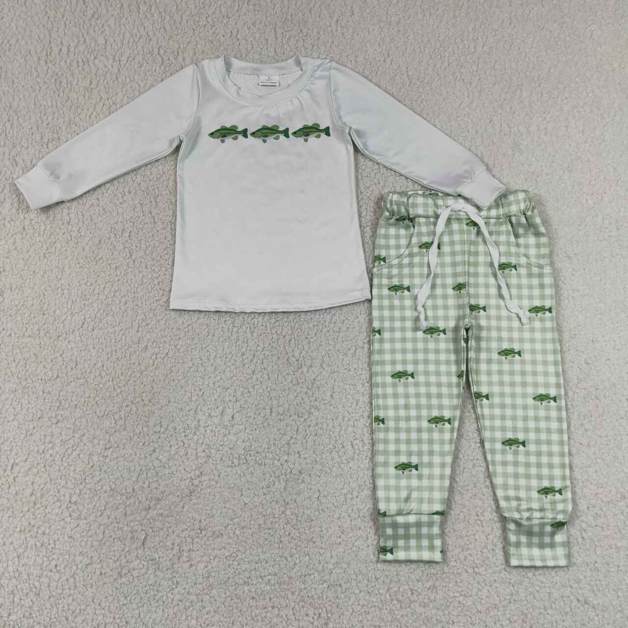 Fish long sleeve top matching pants boy outfit