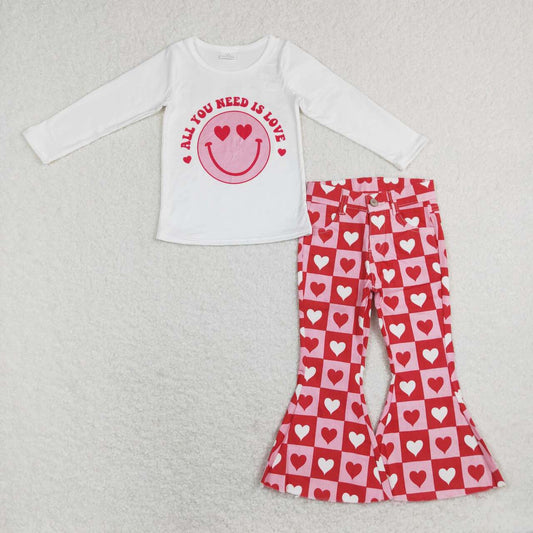 valentines day love shirt matching jeans bell bottom outfit