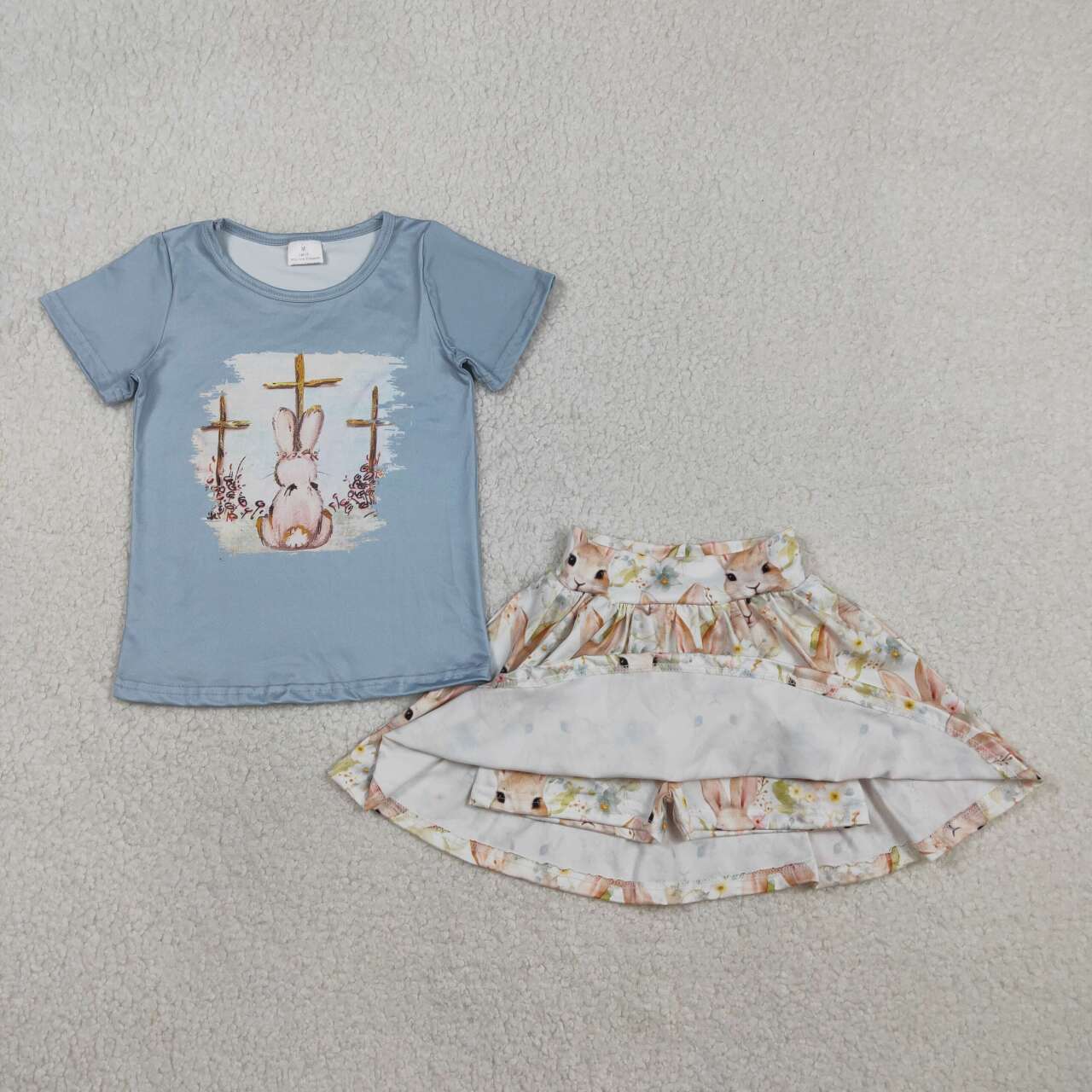 Easter bunny top matching skirt girl summer outfit