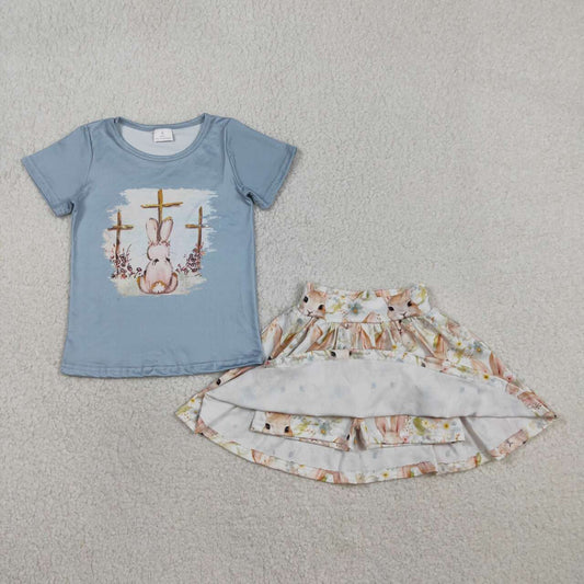 Easter bunny top matching skirt girl summer outfit