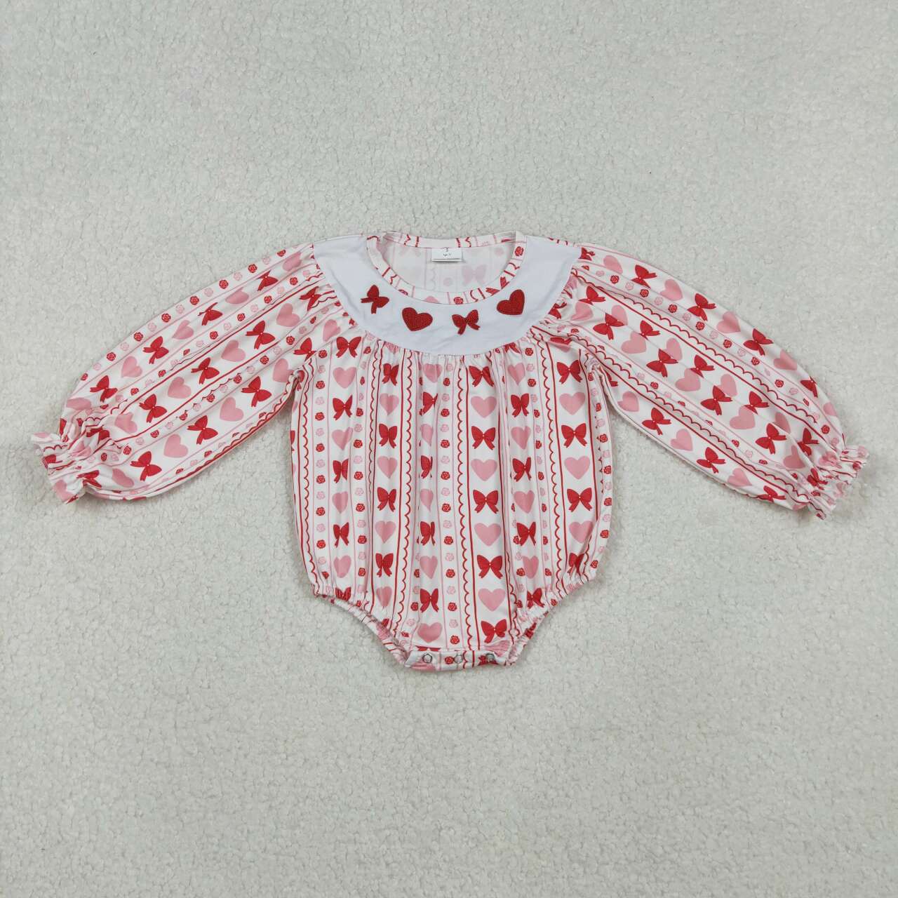 Embroidery Valentines toddle baby girls smocked romper