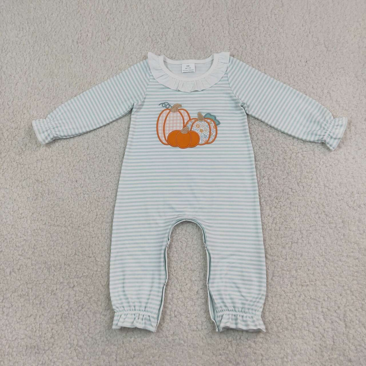 Toddle baby girl pumpkin embroidery design romper