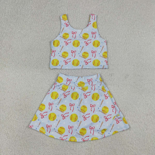 Baseball design girls summer yoga dress