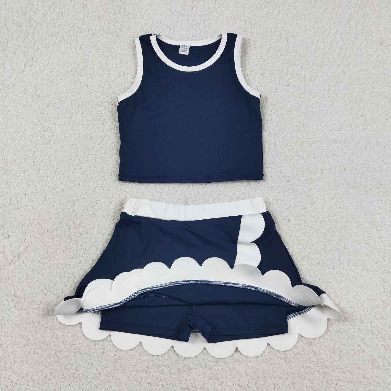 Navy yoga top matching skorts girls summer outfit